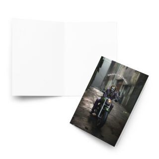 Joker motorbiker from batman franchise motorbike Greeting card