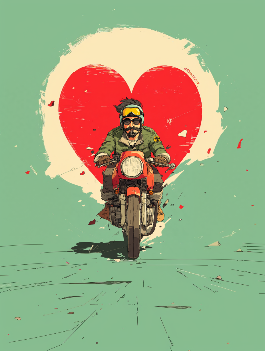 Motorbiker Valentines  Card cafe racer Greeting card - Image 2