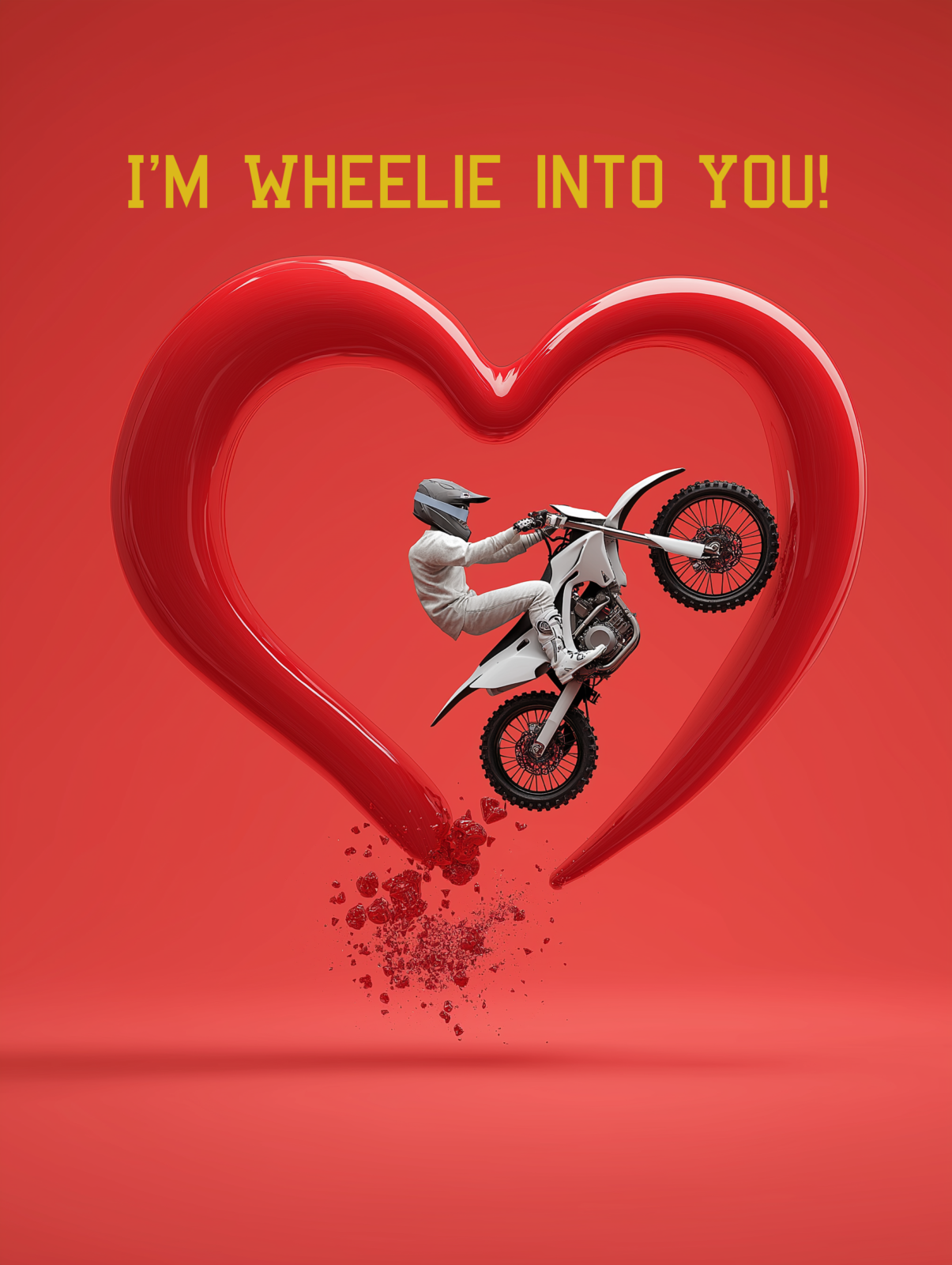 Motorbiker Valentines card greeting card wheelie - Image 2