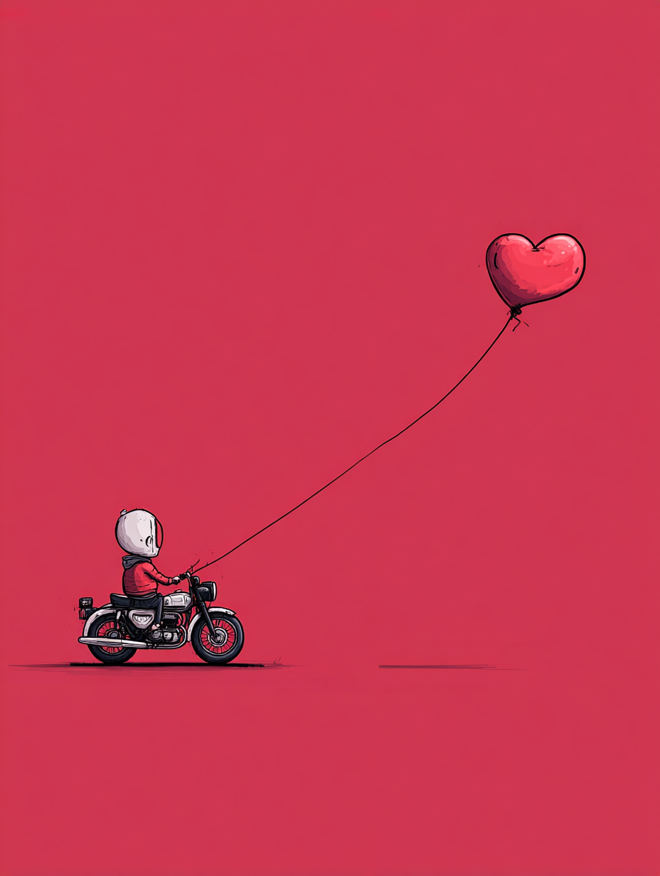 Cute motorbiker Valentines greeting card for motorbikers - Image 2