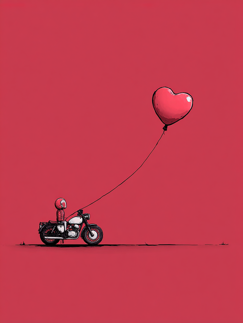 Cute comic Valentine greeting card for motorbiker - Image 2