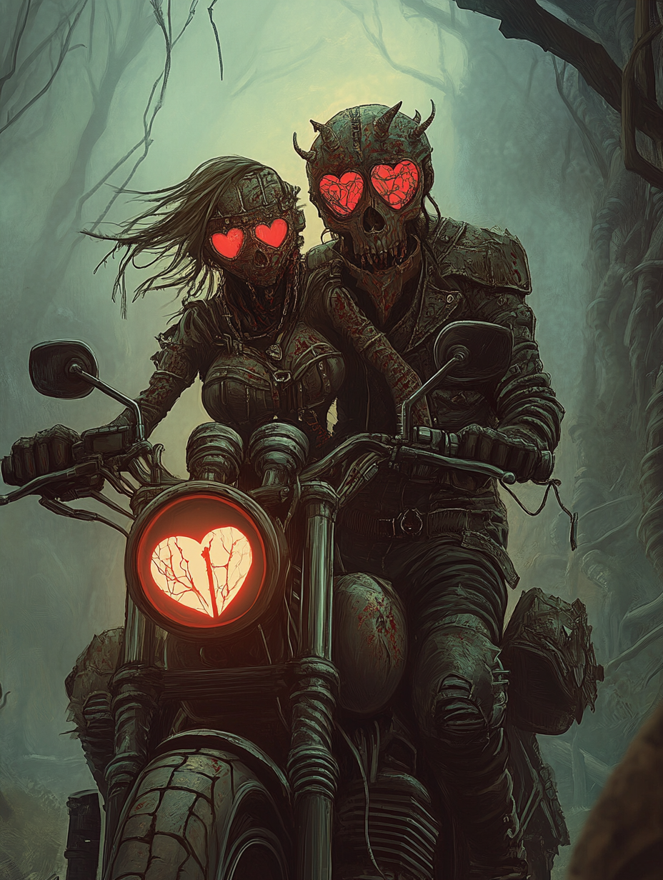 Dark Valentine Black mode motorbiker Greeting card for motorbikes - Image 2