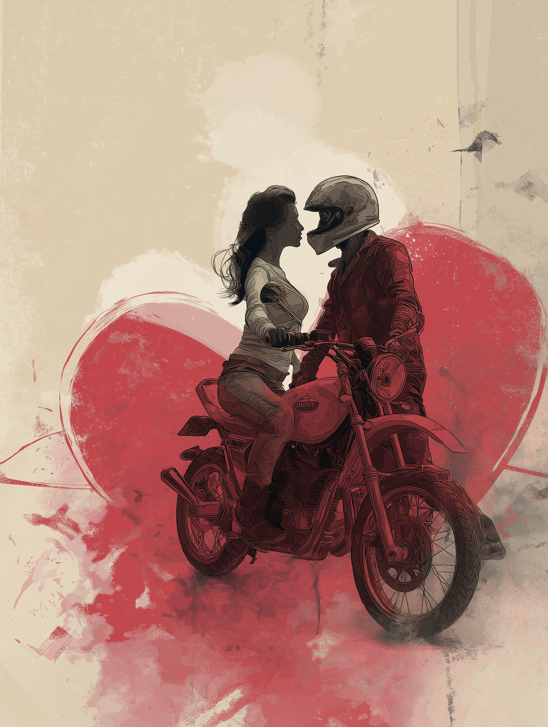 Motorbiker Valentines card Greeting card with a motorbike - Image 2