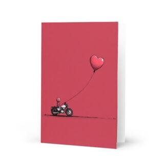 Cute comic Valentine greeting card for motorbiker